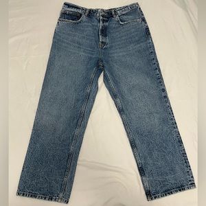 Zara Straight Leg Jeans in Mid Blue Size 14